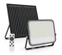 MAKA Faro Solare LED 300W da Esterno con Pannello Solare Separato, Telecomando, Batteria LiFePO4 30Ah, IP65, Luce Fredda 6400K