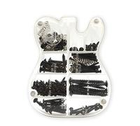 MAKA - Kit di viti per chitarra, assortimento con scatola in acrilico personalizzata, per ponte chitarra elettrica, pickup, battipenna, accordatore, interruttore, piastra per collo, con molle, nero