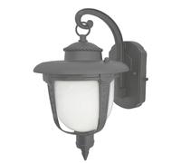 MAKA Lampada da Parete Esterno Lanterna IP55 Impermeabile Portalampada E27 Lampadina Max 60W (non inclusa) Paralume Vetro Opaco e Alluminio Pressofuso H 21 cm x L 17 cm (Grigio Satinato)