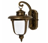 Maka Lampada da Parete Esterno Lanterna IP55 Impermeabile Portalampada E27 Lampadina Max 60W (non inclusa) Paralume Vetro Opaco e Alluminio Pressofuso Supporto H 21 cm x L 17 cm (Rame Spazzolato)
