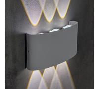 Maka Lampada da Parete Interno Esterno 16W LED, Applique da Parete Grigio Moderno in Alluminio, Up Down Faretto da Parete Impermeabile IP65, decorativa per esterni (Luce naturale 4000K)