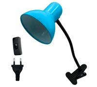 MAKA Lampada da Scrivania, Lampada con Pinza da Tavolo, Lampada Scrivania con Attacco E27, Braccio Regolabile, Protezione Occhi per Lettura, Ufficio, Studio, Azzurro