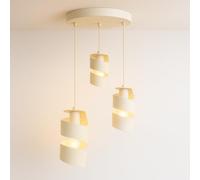 MAKA Lampadario a Sospensione in Ferro Verniciato Opaco | Stile Industrial per Cucina, Soggiorno | Potenza Max 60 Watt Attacco E27 | Spirale, Avorio