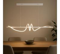 MAKA Lampadario a Sospensione LED Soggiorno, Lampada Cambio Temperatura Luce Calda-Naturale-Fredda, Design a Onde, 65 Watt 7150 Lumen, 220 Volt, Lampadario Camera da Letto (Switch Bianco)