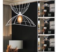 MAKA Lampadario a Sospensione Moderno con Griglia in Metallo in stile Industrial Portalampada E27 in alluminio verniciato opaco Componibile Cucina Soggiorno Corridoio Camera letto (Bianco)