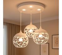 MAKA Lampadario a Sospensione Soffitto 3 Lampade E27 Sospese Moderno Regolabile per Camera da Letto Cucina Soggiorno Plafoniera LED Integrati Illuminazione Interna Design Contemporaneo Elegante Casa
