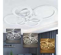 MAKA Lampadario Soggiorno a 6 Cerchi, Plafoniera Led Soffitto con Anelli 51W 2550 Lumen, Driver Cambio Luce Calda-Naturale-Fredda, Lampadario Led per Camera da Letto, Cucina (Switch 3000K-4000K-6500K)