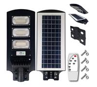 MAKA Lampione con Pannello Solare 180w Monocristallino Led Esterno Telecomando Leds Impermeabile Fotovoltaico Ip66 Faro Luce Fredda 6500K 10 Ore Autonomia Sensore Crepuscolare Stradale (J)