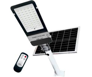MAKA Lampione con Pannello Solare Monocristallino Led Esterno con Palo Telecomando Leds Impermeabile Ip66 Faro Luce Fredda 6500K 12 Ore Autonomia Sensore Crepuscolare Stradale Giardino (300W new)