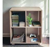 MAKA Libreria Scaffale per Soggiorno 4 Ripiani Scaffalatura Portaoggetti Libri Svuotatasche in Legno con Rivestimento Laminato Verticale Orizzontale Mobiletto Cucina Ufficio (Rovere, Leonardo)