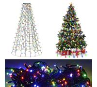 MAKA Luci Natale Cascata 350 LED 3m 8 Colori Impermeabile Esterno Mantello