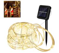 MAKA Luci Natale Tubo 200 LED Solare 20 Metri per Esterno Giardino Catena