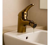 Maka Miscelatore Bidet Rubinetto Bagno Dorato Lucido Monocomando Cromo Singola Leva Caldo Freddo Montato Sul Ponte Colore Placca Oro Cromato Spazzolato Beccuccio Regolabile Manico Girevole Moderno