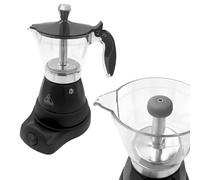 MAKA Moka Elettrica 1-3 Tazze Caffettiera con 1 Filtro per 1 Tazzina Pronto in 4 Minuti Mantiene il Caffè Caldo per 30 Minuti 400W Autospegnimento Alluminio Nero Grigio Argento Antischizzi (Nero)