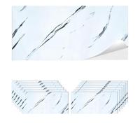 MAKA Piastrelle Adesive Bagno PVC Rivestimento Cucina Mattonelle Paraschizzi per Parete Pannello Finto Marmo Lastre Decorative Muro Alta Risoluzione Impermeabile (Marmo Bianco, 12 pezzi - 2.1mq)