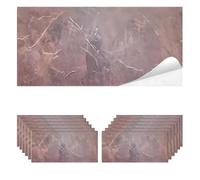 MAKA Piastrelle Adesive Muro PVC Cucina Bagno Camera da Letto Paraschizzi Mattonelle per Parete Marmo Pannelli Decorativi 3D in Finta Pietra Impermeabile (12 pezzi - 2.1mq, Marmo Marrone)