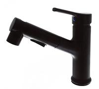 MAKA Rubinetto Bagno Lavabo Alto Nero Mat Opaco Miscelatore Bocca Estraibile 105 cm Getto Acqua Calda Fredda Zampillo Monocomando Comando a Maniglia Singola Cascata in Ottone Moderno Cascata