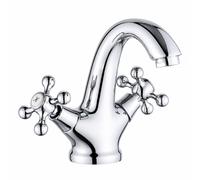 MAKA Rubinetto Bagno Vintage 2 Manopole con Piletta Pop-Up Cromato Lavabo