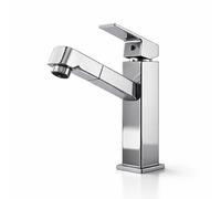 MAKA Rubinetto Cucina Bagno Getto Diretto con Doccetta Estraibile Argento