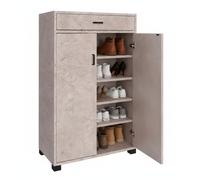 MAKA Scarpiera Salvaspazio 95cm con Cassetto 5 Ripiani Bianco Cemento Rovere
