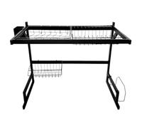 MAKA Scolapiatti da Appoggio Nero, 65 o 85 cm, Portabicchieri, Porta Tagliere, Organizer Cucina, Scolapiatti da Lavello in Metallo, Scolapiatti da Appoggio Sopra Lavello (1 Ripiano - 65 cm)