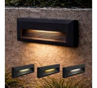 MAKA Segnapasso LED Rettangolare 6W CCT IP65 da Esterno per Giardino, Scale e Vialetti | Luce Regolabile 3000K-4200K-6400K | Faretto Anti-Abbagliamento | Nero