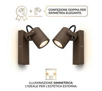 MAKA Set 2 Applique da Esterno GU10 IP44 Orientabili Lampada da Parete