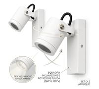 MAKA Set 2 Applique da Esterno GU10 IP44 Orientabili Lampada da Parete