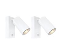 MAKA Set x2 Portafaretto da Soffitto GU10 (lampadina non inclusa), Lampada Led da Parete in Metallo, Applique Muro Direzionabile, Applique Parete Interno Led IP20 (Bianco)