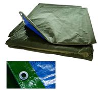 MAKA Telo Impermeabile Esterno 100g/mq, Telone Antistrappo Occhiellato Impermeabile, Occhielli Rinforzati, Ideale per Coprire Legna, Campeggio, Piscina, Oscurante, Protezione UV (4x4 blu-verde)