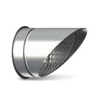 Maka Terminale a Becco Canale Aria Zincato Svasato Ø 450 mm | Terminale zincato spessore 0,6 mm a becco obliquo con rete zincata maglia 16x16 filo 1 mm, bordo svasato 8 mm
