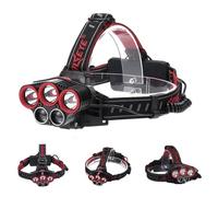 MAKA Torcia Frontale 5 LED USB IP65 6000lm Ricaricabile 6 Modalità da Testa