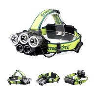 MAKA Torcia Frontale 5 LED USB IP65 6000lm Ricaricabile 6 Modalità da Testa