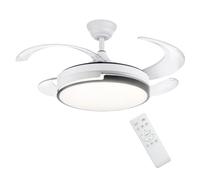 MAKA Ventilatore da Soffitto LED con Pale Ritrattibili, Lampadario con Ventilazione Silenziosa e Motore DC, Plafoniera Moderna con Telecomando per Soggiorno, 120 cm (Luce 72 watt - Motore 30 watt)