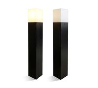 MAKA [x2] Coppia Lampioni da Giardino Esterno per Lampadina E27 max 60W IP65 in Alluminio Nero, Altezza 44 cm Palo 8x8, Lampioncini da Esterno Giardino, Paletti Luce Moderno (Nero)