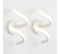 MAKA x2 Pezzi Applique LED da Parete Interno a Spirale, 10 Watt, Lampade Cromate da Muro per Camera da Letto, Bagno, Switch 3000K-4000K-6500K, 220 Volt, Acrilico e Alluminio (Bianco 10 watt)