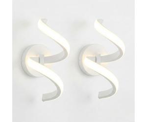 MAKA x2 Pezzi Applique LED da Parete Interno a Spirale, 10 Watt, Lampade Cromate da Muro per Camera da Letto, Bagno, Switch 3000K-4000K-6500K, 220 Volt, Acrilico e Alluminio (Bianco 10 watt)