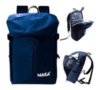 MAKA Zaino Uomo Moto, Zainetto Uomo Piccolo, Zaino Pieghevole 40 Litri, 45x35x25 cm Sportivo con Tasca Retinata Bici Impermeabile, Porta Casco e Palla (Blu)
