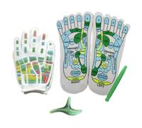 Makamsui Calzini e guanti per riflessologia per massaggio mani e piedi, sollievo dal dolore, strumenti di riflessologia per mani, spa, massaggi e massaggio ai piedi, con asta per massaggi, per donne,