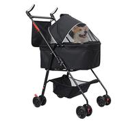 Makamsui Passeggini per animali domestici 2 in 1, passeggini pieghevoli per cani con barriera luminosa, passeggino pieghevole per animali domestici, 4 ruote, passeggino per cuccioli di cane/gatto