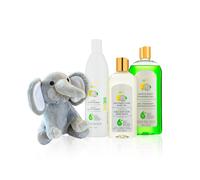 Makari Set di cure per bambini: bebe purificante latte (500 ml) cure morbidezza olio per bambini e capelli e gel di schiuma corpore