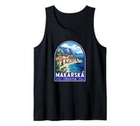 Makarska Croazia Travel Art Emblema Vintage Canotta