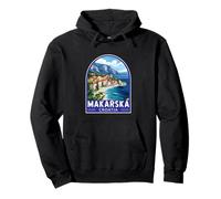 Makarska Croazia Travel Art Emblema Vintage Felpa con Cappuccio