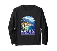 Makarska Croazia Travel Art Emblema Vintage Maglia a Manica