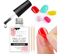 Makartt Base Coat Peelable - 15ML Base Coat Trasparente Peel Off per Smalto Semipermanente con 2 Bastoncini,Facile Rimozione per Principianti,Richiede Lampada UV,Ideale per Manicure Fai-da-Te e Saloni