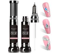 Makartt Kit gel per colla per strass per unghie, 2 x 8 ml Gel per unghie adesivo a doppia testa per gemme, colla per gemme, colla per unghie Gel per strass, pietre di cristallo, gioielli