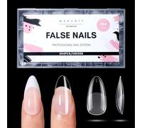 Makartt Medium Almond Nail Tips for Gel Extension - 504pcs Clear Press on Nails with 15 Sizes for DIY Manicure - Forte & Natural Fit Soft Gel False Nails for Professional Nail Art Design