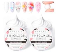 Makartt Solid Builder Nail Gel, 2 pezzi 4 in 1 White Non-sticky for Extension 3D Sculpting Nail, 15 ML UV Glue for Acrylic Tips, Rhinestones & Sculpture Hard Gel for Nails UV/LED Lamp Required