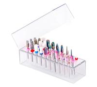 Makartt Supporto per punte da trapano per unghie, antipolvere, contenitore organizer con 30 fori, supporto per punte da trapano per nail tech professionale (non include punte da trapano, trasparente)