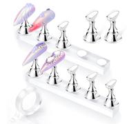 Makartt Supporto per unghie per nail art, supporto magnetico per unghie | Set di supporti magnetici per nail art, con 10 supporti e nastro adesivo per dipingere, praticare, progettare e esporre le